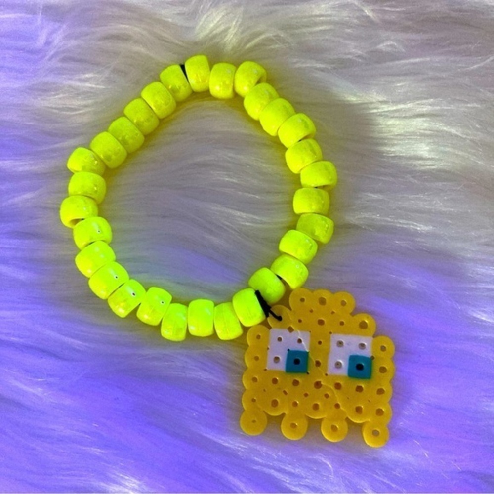 Banana Ghost Rave Kandi Perler Bracelet